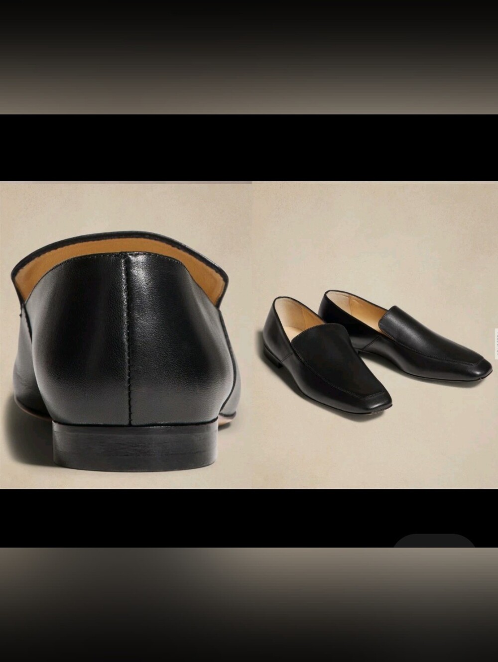 Italian Calfskin Black Leather Slip-On Loafers Banana Republic Size 10 - Picture 1 of 6